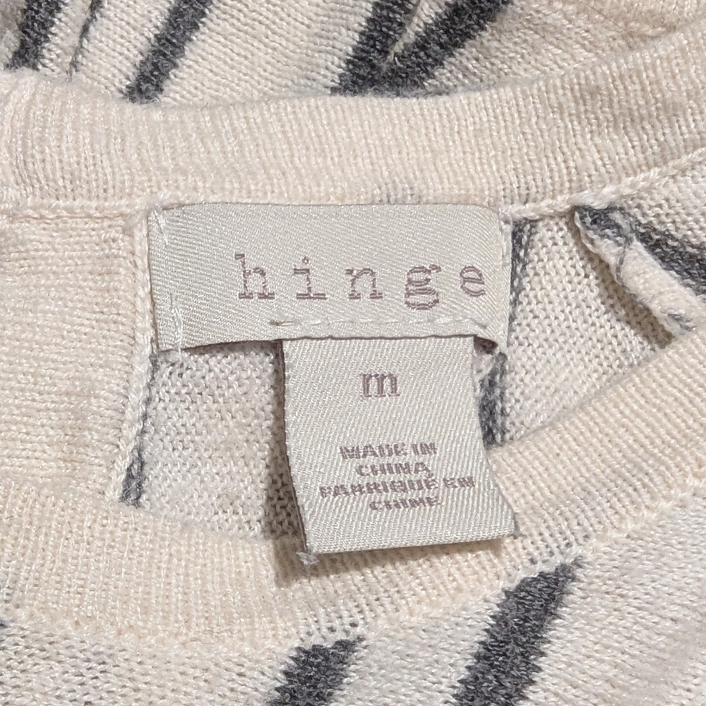 Hinge Cream Stripe Sweater with Tie Back - Medium - Picture 4 of 9